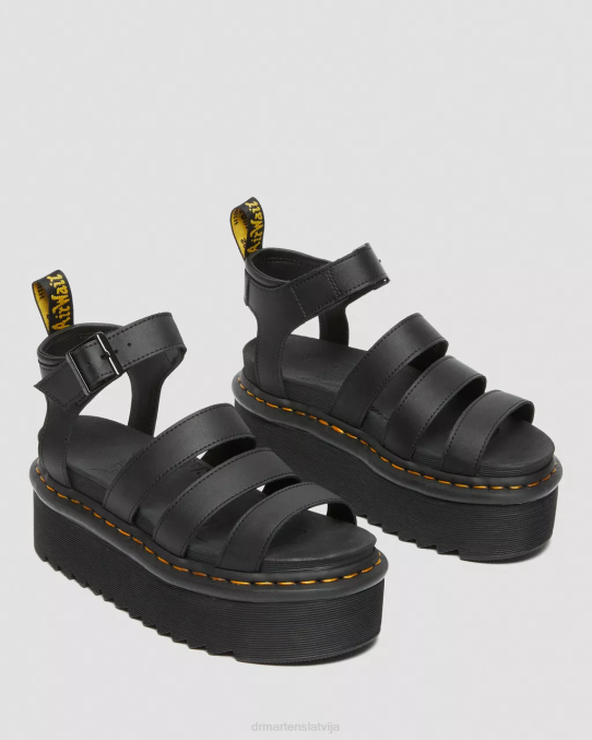 Dr. Martens apavi sievietes melns hidro blaire hidro ādas platformas siksnu sandales LHJP246