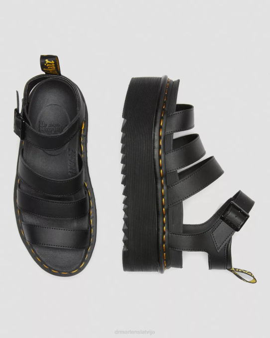 Dr. Martens apavi sievietes melns hidro blaire hidro ādas platformas siksnu sandales LHJP246