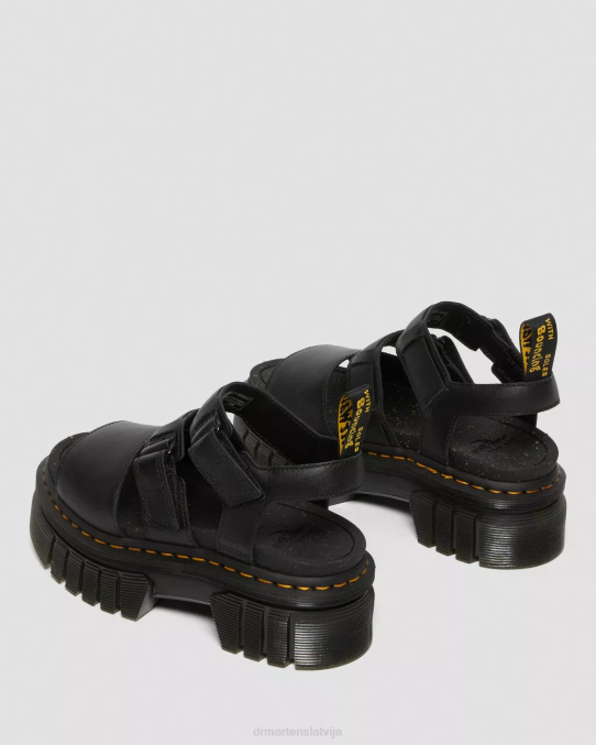 Dr. Martens apavi sievietes melns nappa lux ricki nappa lux ādas 3 siksnu platformas sandales LHJP244