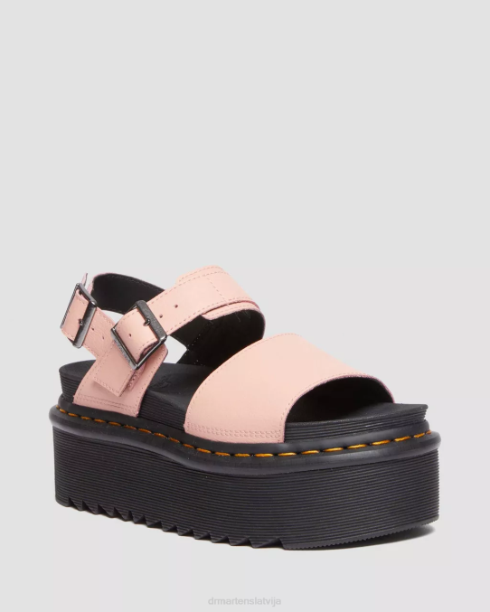 Dr. Martens apavi sievietes melns un rozā voss athena ādas platformas sandales LHJP260