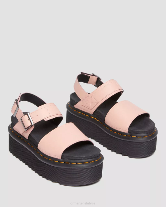 Dr. Martens apavi sievietes melns un rozā voss athena ādas platformas sandales LHJP260