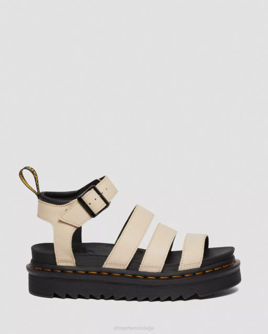 Dr. Martens apavi sievietes pergamenta bēša pisa blaire pisa ādas siksnu sandales LHJP275