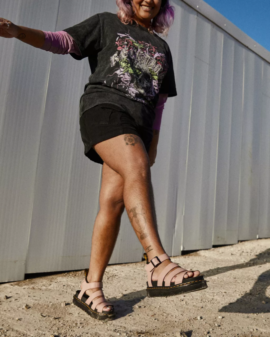 Dr. Martens apavi sievietes persiku bēša pisa blaire pisa ādas siksnu sandales LHJP263