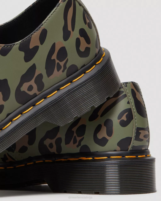 Dr. Martens apavi sievietes haki zaļš izkropļots leopards 1461. gada kropļotas leoparda raksta oksfordas kurpes LHJP301