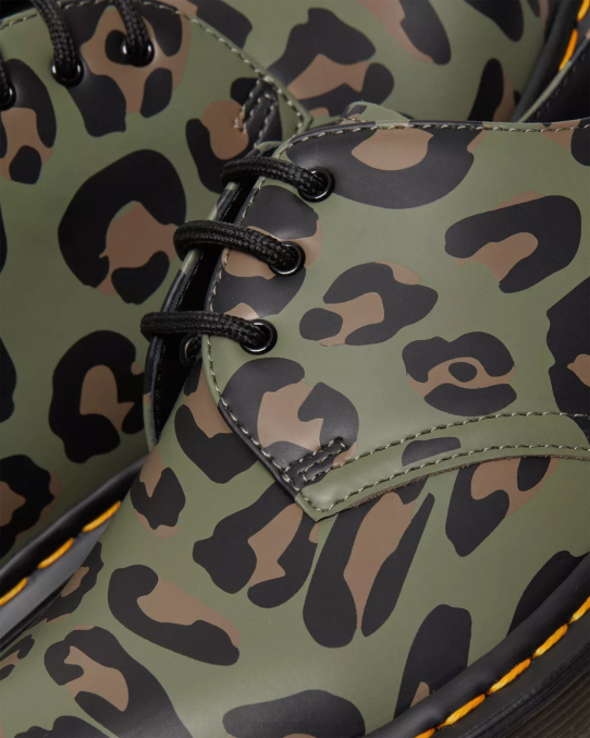 Dr. Martens apavi sievietes haki zaļš izkropļots leopards 1461. gada kropļotas leoparda raksta oksfordas kurpes LHJP301