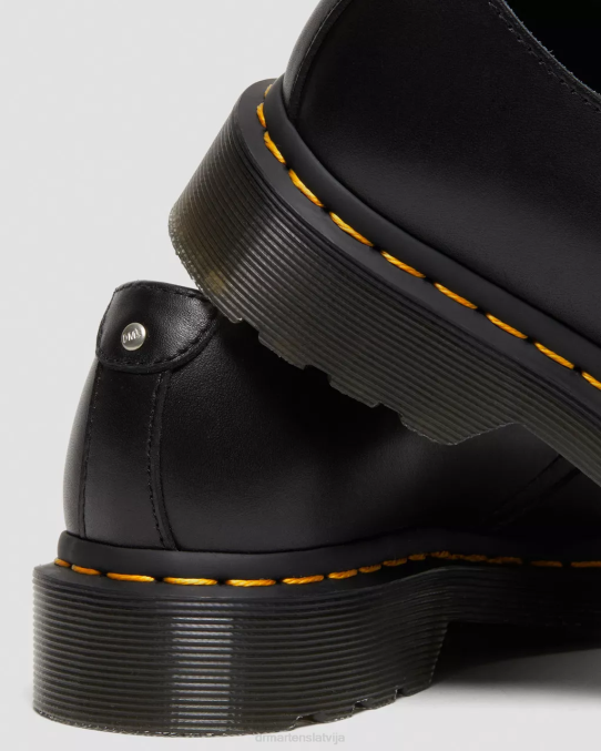 Dr. Martens apavi sievietes melna wanama 1461 dubultā rāvējslēdzēja ādas oksfordas kurpes LHJP309