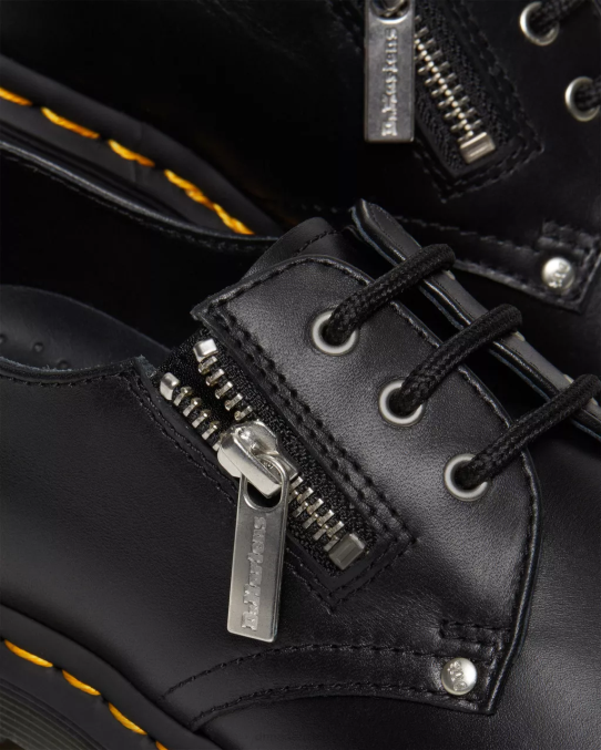 Dr. Martens apavi sievietes melna wanama 1461 dubultā rāvējslēdzēja ādas oksfordas kurpes LHJP309