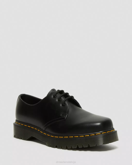 Dr. Martens apavi sievietes melni pulēti gludi 1461 bex kvadrātveida purngala ādas oksfordas kurpes LHJP238