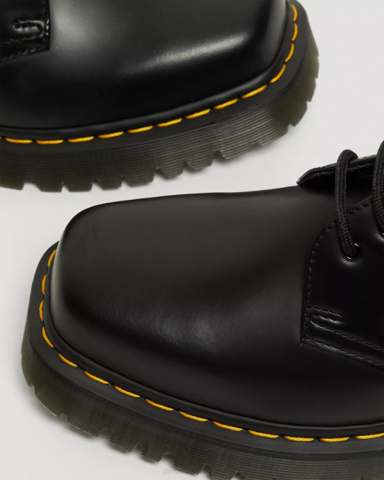 Dr. Martens apavi sievietes melni pulēti gludi 1461 bex kvadrātveida purngala ādas oksfordas kurpes LHJP238