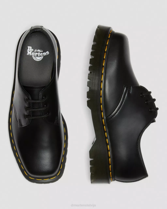 Dr. Martens apavi sievietes melni pulēti gludi 1461 bex kvadrātveida purngala ādas oksfordas kurpes LHJP238