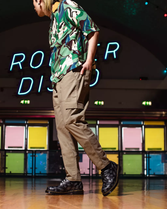 Dr. Martens apavi sievietes melns deformēts leopards 1461. gada kropļotas leoparda raksta oksfordas kurpes LHJP299