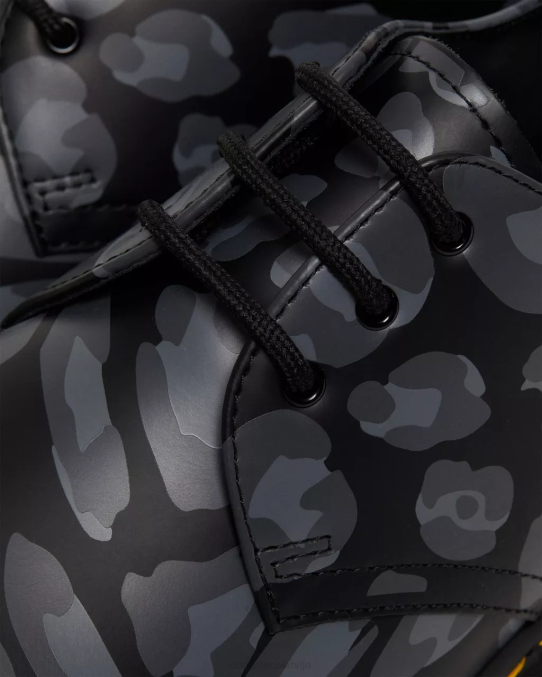 Dr. Martens apavi sievietes melns deformēts leopards 1461. gada kropļotas leoparda raksta oksfordas kurpes LHJP299