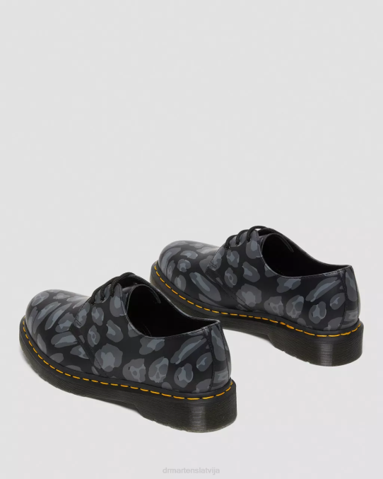 Dr. Martens apavi sievietes melns deformēts leopards 1461. gada kropļotas leoparda raksta oksfordas kurpes LHJP299