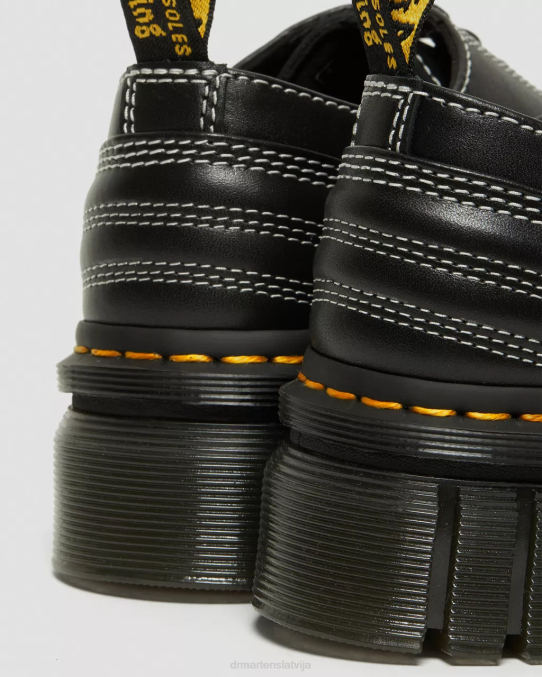 Dr. Martens apavi sievietes melns nappa lux audrick balta dūriena ādas platformas kurpes LHJP233