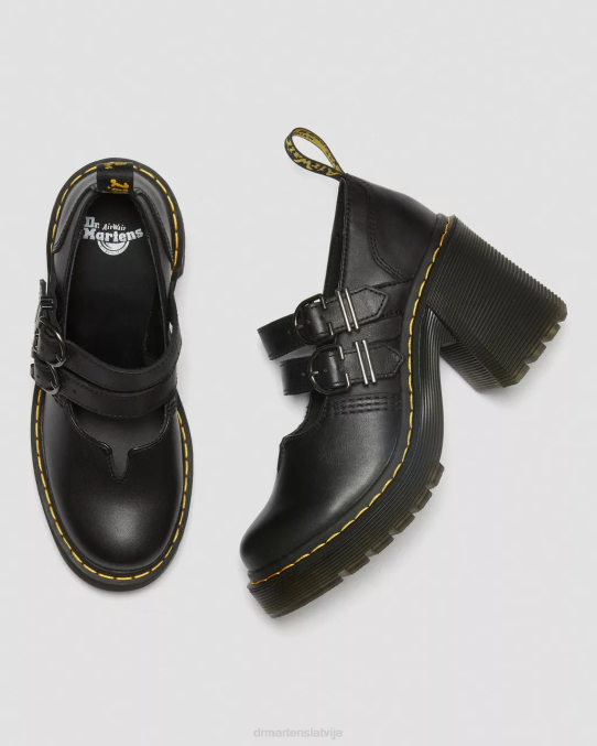Dr. Martens apavi sievietes melns sendals eviee sendal ādas papēžu kurpes LHJP206