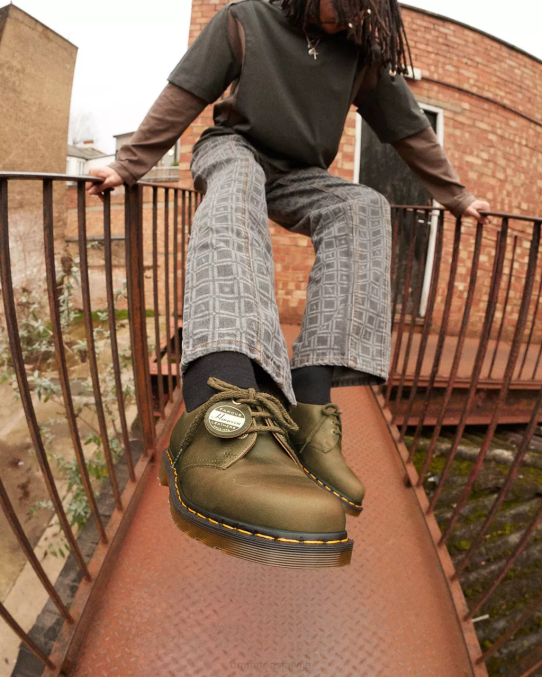 Dr. Martens apavi sievietes olīvu zars, denveras dārzeņu iedegums 1461. gada Anglijā ražotas denveras ādas oksfordas kurpes LHJP314