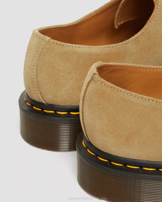 Dr. Martens apavi sievietes smilškrāsas buks zamšādas 1461 ražots Anglijā buck zamšādas oksfordas kurpes LHJP329
