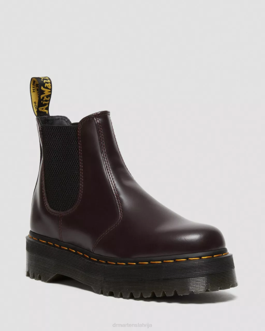 Dr. Martens apavi sievietes bordo pulēta gluda 2976 pulēti gludas platformas chelsea zābaki LHJP103