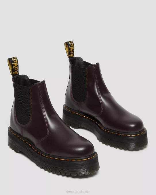Dr. Martens apavi sievietes bordo pulēta gluda 2976 pulēti gludas platformas chelsea zābaki LHJP103