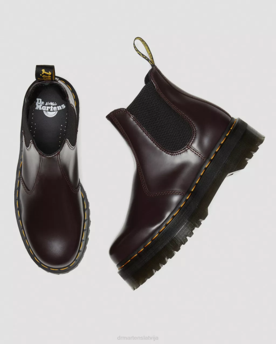 Dr. Martens apavi sievietes bordo pulēta gluda 2976 pulēti gludas platformas chelsea zābaki LHJP103
