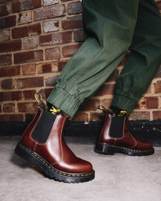 Dr. Martens apavi sievietes brūns abruzzo wp 2976 leonore mākslīgās kažokādas oderi Chelsea zābaki LHJP196