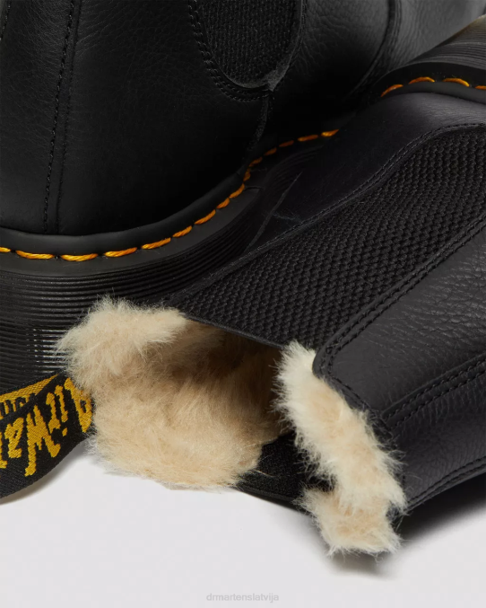 Dr. Martens apavi sievietes melnā pisa 2976. gada mākslīgās kažokādas oderi platformas Chelsea zābaki LHJP62