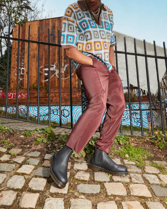 Dr. Martens apavi sievietes melna nappa 2976 nappa ādas chelsea zābaki LHJP39