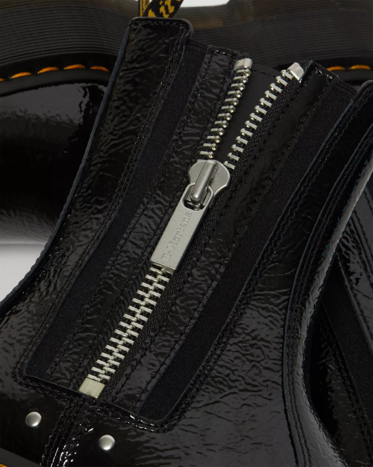 Dr. Martens apavi sievietes melnais nomocītais patents 2976 max distressed patent Chelsea platformas zābaki LHJP170