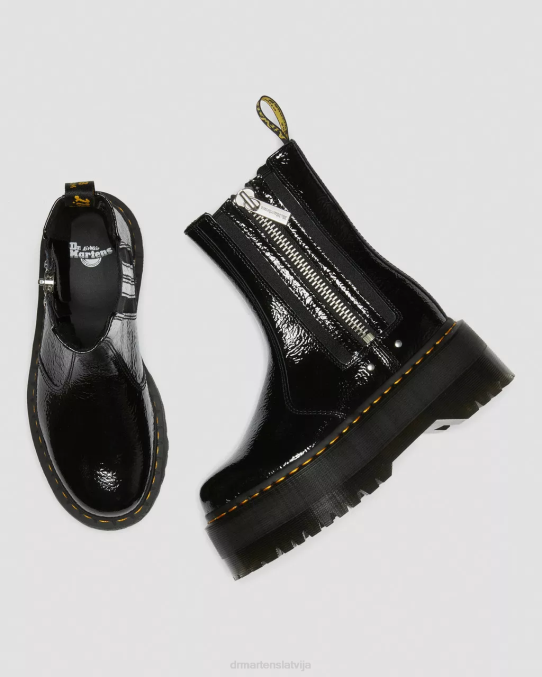 Dr. Martens apavi sievietes melnais nomocītais patents 2976 max distressed patent Chelsea platformas zābaki LHJP170