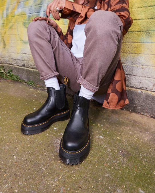 Dr. Martens apavi sievietes melni pulēti gludi 2976 pulēti gludas platformas chelsea zābaki LHJP24