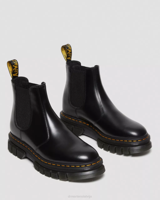 Dr. Martens apavi sievietes melni pulēti gludi rikarda pulētas gludas ādas chelsea zābaki LHJP175