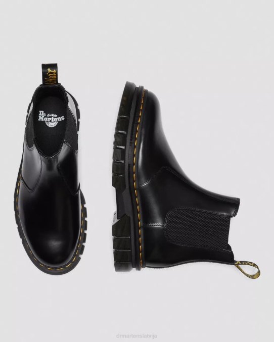 Dr. Martens apavi sievietes melni pulēti gludi rikarda pulētas gludas ādas chelsea zābaki LHJP175