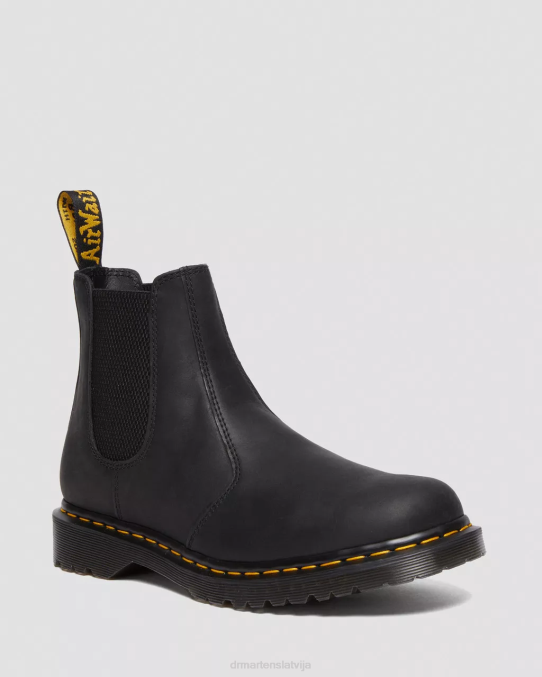 Dr. Martens apavi sievietes melni vaskots pilngraudu 2976. gada vaskotas pilnas ādas Chelsea zābaki LHJP186