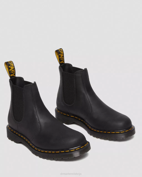 Dr. Martens apavi sievietes melni vaskots pilngraudu 2976. gada vaskotas pilnas ādas Chelsea zābaki LHJP186