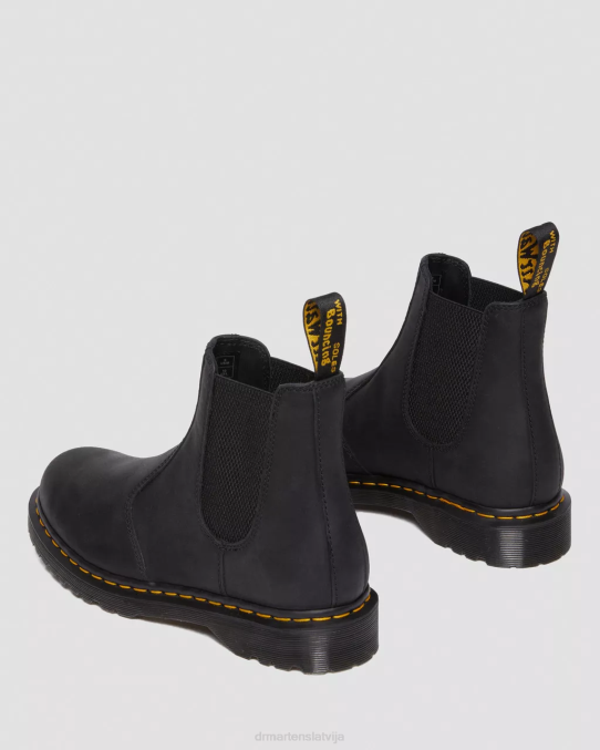 Dr. Martens apavi sievietes melni vaskots pilngraudu 2976. gada vaskotas pilnas ādas Chelsea zābaki LHJP186