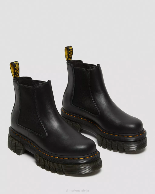 Dr. Martens apavi sievietes melns nappa lux audrick nappa ādas platformas chelsea zābaki LHJP11