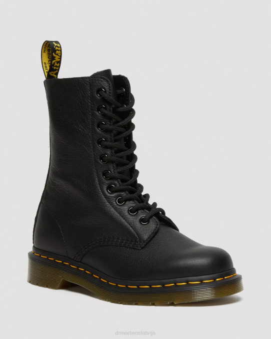 Dr. Martens apavi sievietes melnā Virdžīnija 1490 Virdžīnijas ādas zābaki līdz ikriem LHJP361