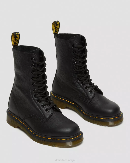 Dr. Martens apavi sievietes melnā Virdžīnija 1490 Virdžīnijas ādas zābaki līdz ikriem LHJP361