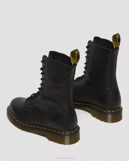 Dr. Martens apavi sievietes melnā Virdžīnija 1490 Virdžīnijas ādas zābaki līdz ikriem LHJP361