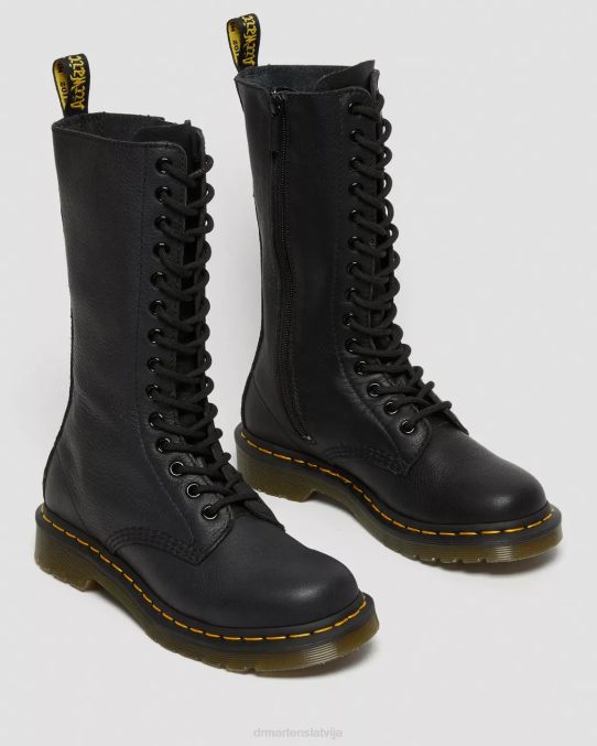 Dr. Martens apavi sievietes melnā Virdžīnija 1b99 virdžīnijas ādas zābaki ikru vidū LHJP362