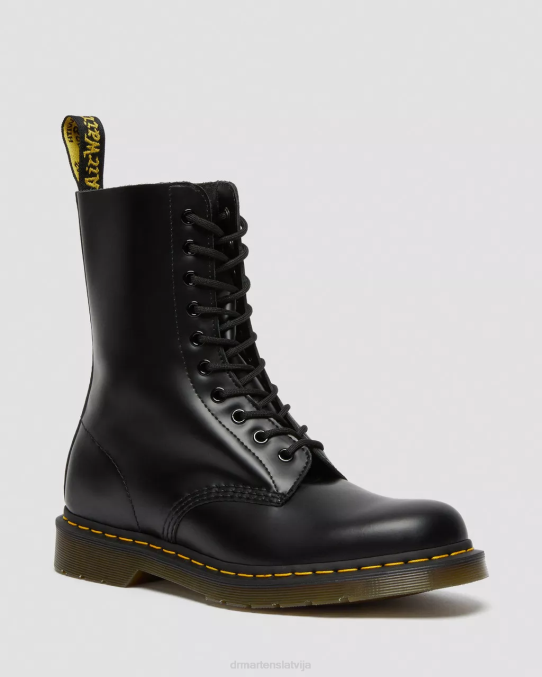 Dr. Martens apavi sievietes melna gluda 1490 gludas ādas zābaki ikru vidū LHJP360