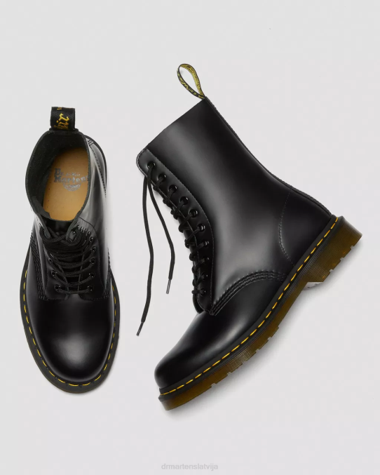 Dr. Martens apavi sievietes melna gluda 1490 gludas ādas zābaki ikru vidū LHJP360