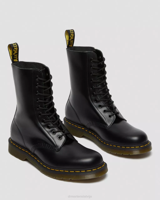Dr. Martens apavi sievietes melna gluda 1490 gludas ādas zābaki ikru vidū LHJP360