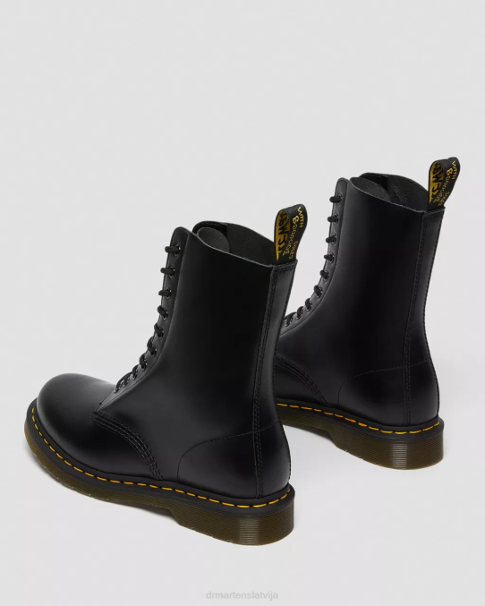 Dr. Martens apavi sievietes melna gluda 1490 gludas ādas zābaki ikru vidū LHJP360