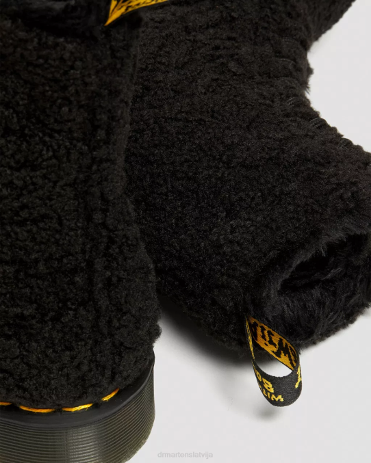 Dr. Martens apavi sievietes melnais lukss borgs 1460 Pascal mākslīgie cirpšanas zābaki LHJP169