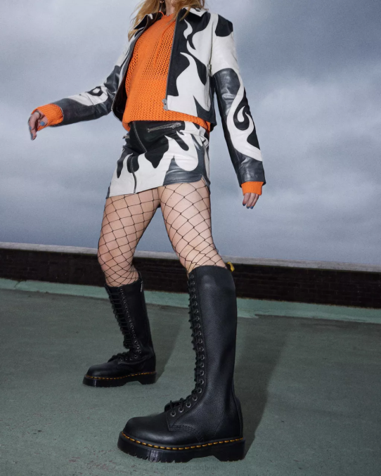 Dr. Martens apavi sievietes melnā pisa 1b60 bex pisa ādas ceļgalu zābaki LHJP210