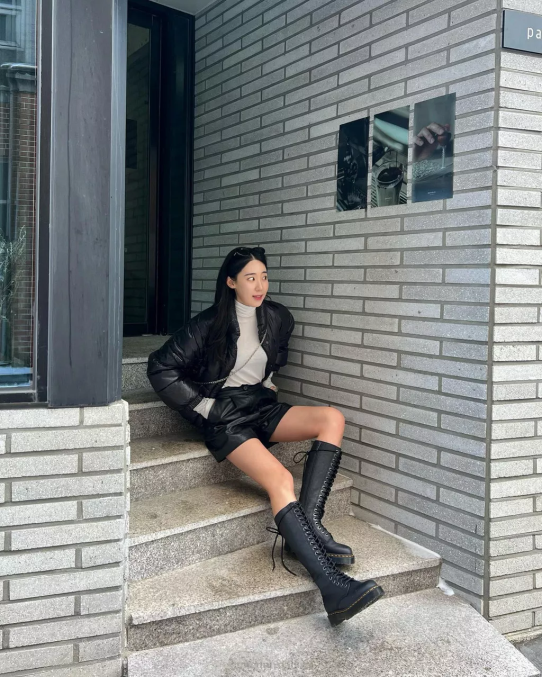 Dr. Martens apavi sievietes melnā pisa 1b60 bex pisa ādas ceļgalu zābaki LHJP210