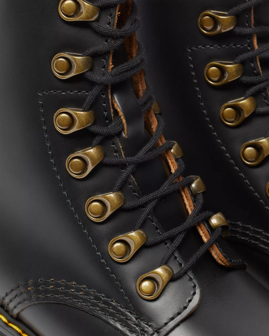 Dr. Martens apavi sievietes melna vintage gluda leona vintage gludas ādas zābaki ar papēžiem LHJP205