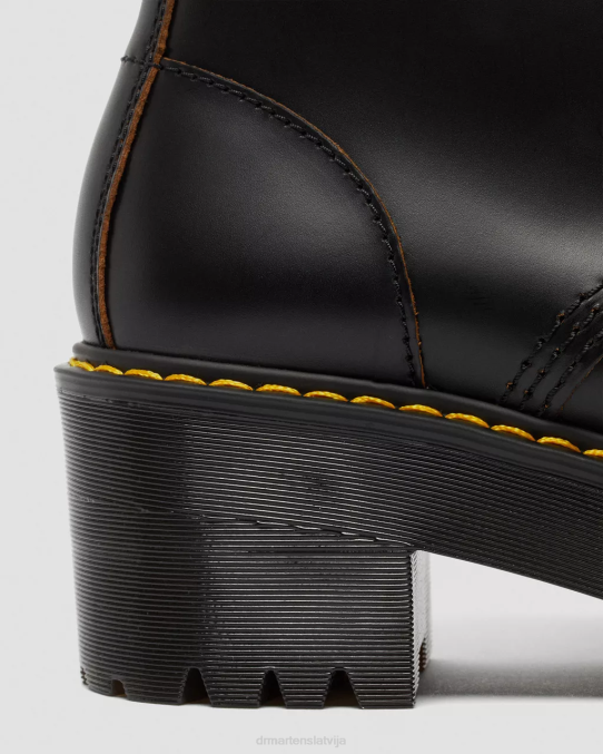 Dr. Martens apavi sievietes melna vintage gluda leona vintage gludas ādas zābaki ar papēžiem LHJP205