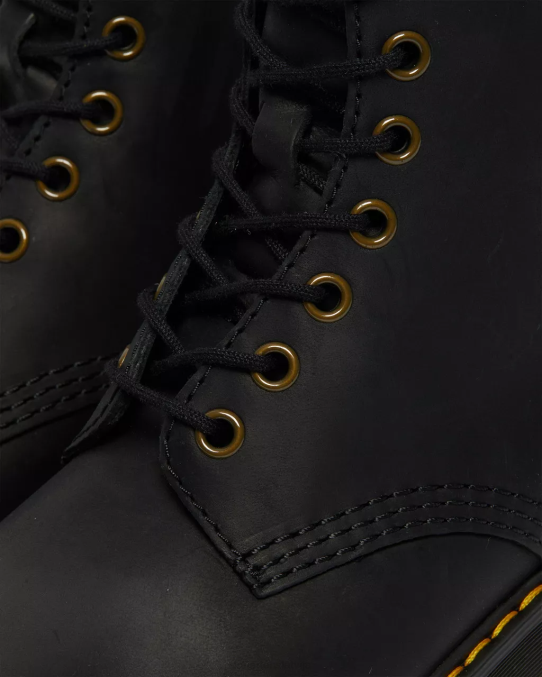 Dr. Martens apavi sievietes melni noslīpēts Vaiomings shriver hi Vajomingas ādas papēžu zābaki LHJP40